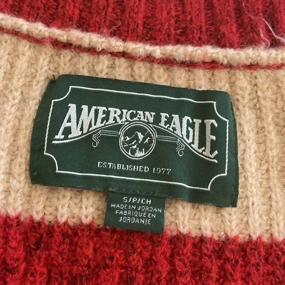 American Eagle red tan stripe cardigan!! Size Small - Picture 6 of 6